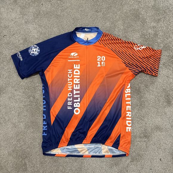 Voler Cycling Jersey Adult 2XL XXL Orange Blue 1/2 Zip Short Sleeve US Made Poly - Picture 1 of 5